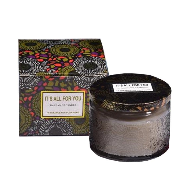 Lumanare parfumata Flippy in borcan, gri, lemn de santal