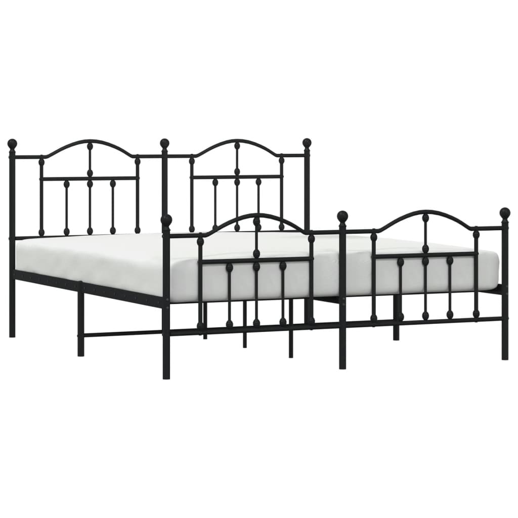 Estructura cama sin colchón con estribo metal negro 180x200 cm vidaXL - 5