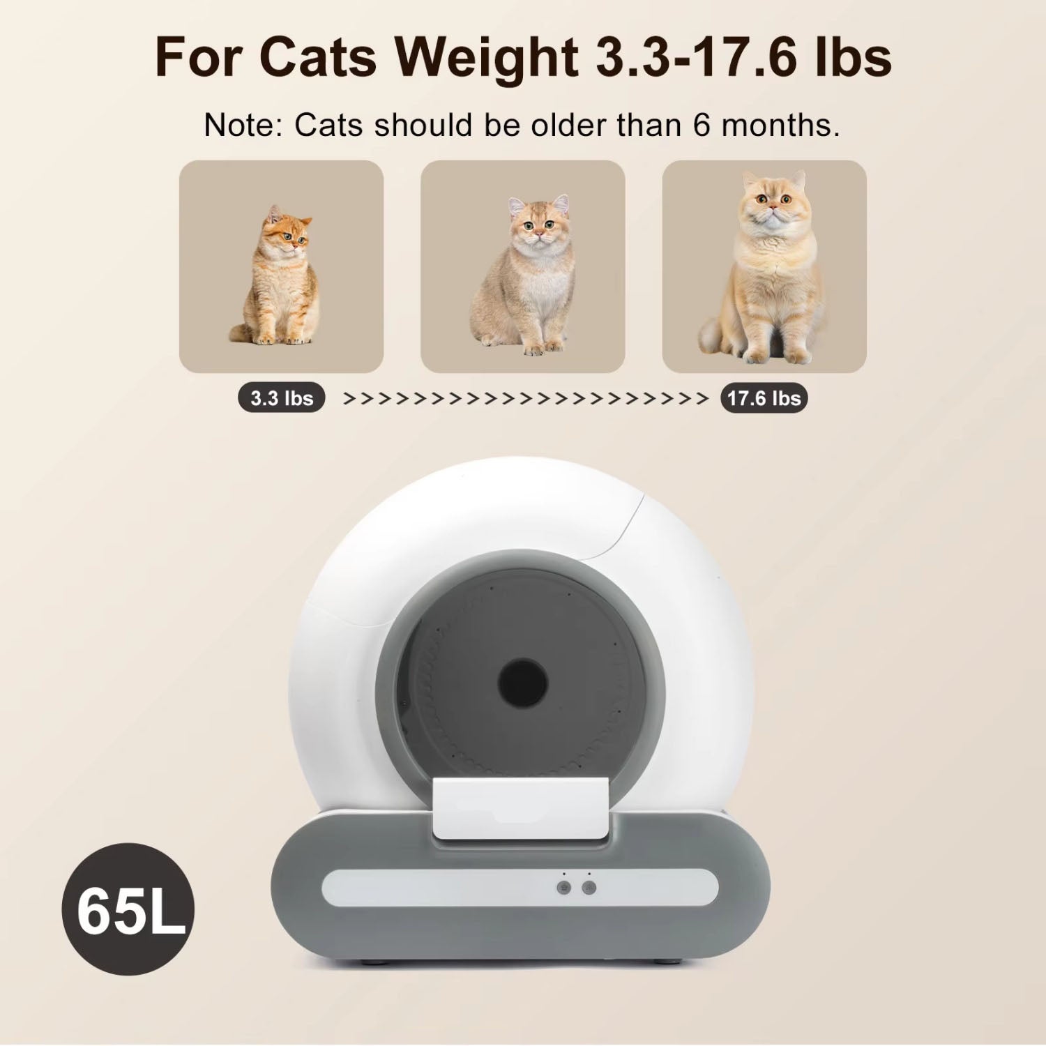 QWINERN Caixa de areia para gatos de 65 litros, autolimpante, com controlo por aplicação, Wi-Fi 2.4G, inclui tapete higiénico e saco para o lixo. - 7