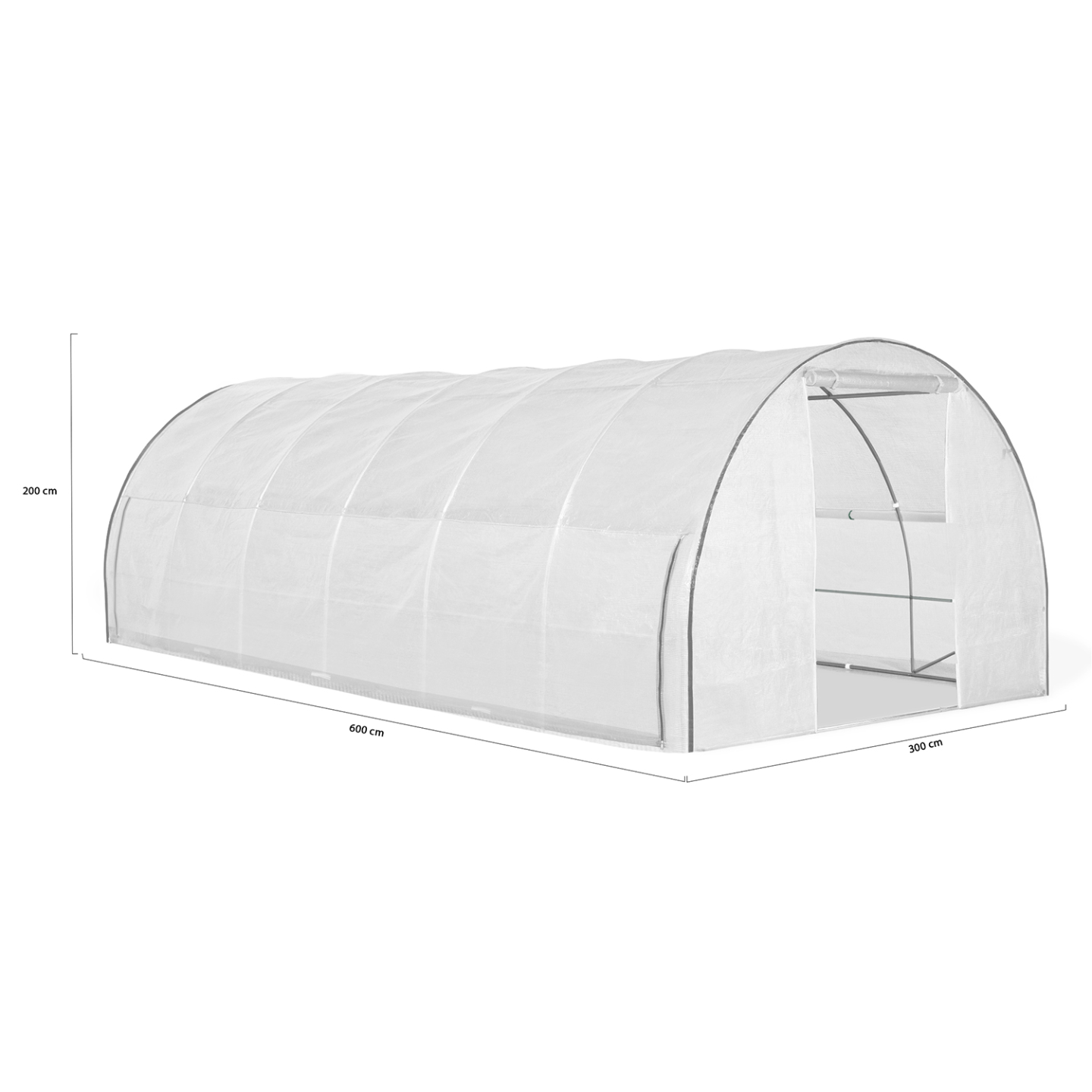 Serre de jardin tunnel 18m² 6 x 3 x 2 m acier galvanisé + bâche anti-UV avec porte et fenêtres CRIMÉE blanche avec moustiquaire - 5