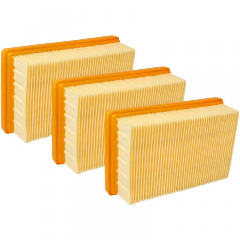 Zestaw 3 płaskich filtrów plisowanych, kompatybilnych z Kärcher MV4, MV5, MV6, WD4, WD5, WD6 - wkład filtrujący - wymienny 2.863-005.0, KFI 4410
