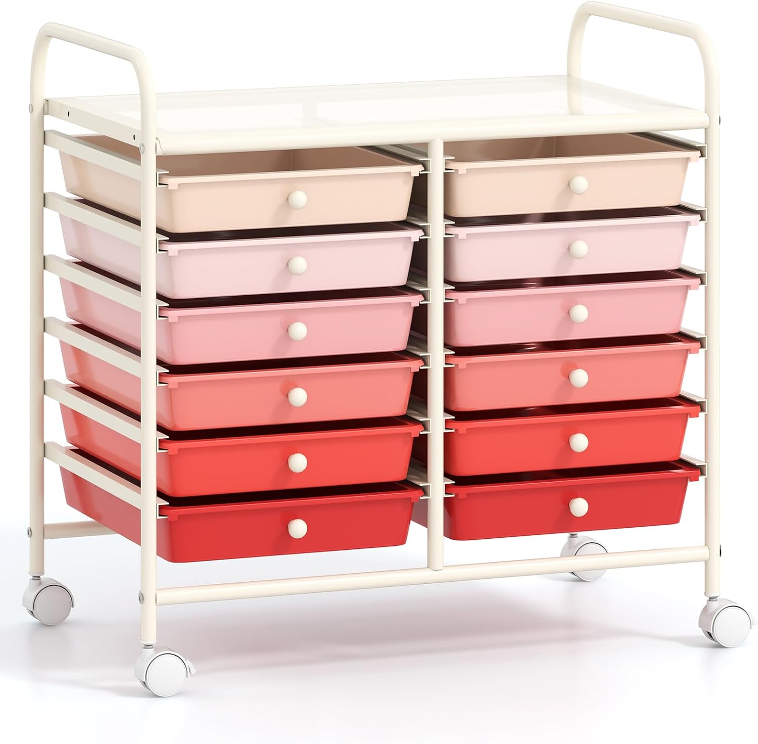 Chariot De Rangement à Roulettes 3 Niveaux Métal - Blanc/Noir - Organisation Pratique
