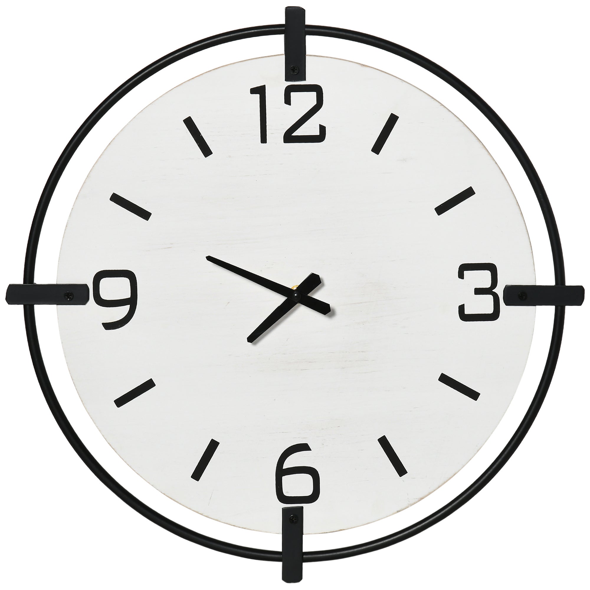 Reloj de Pared HOMCOM Madera de Abeto Metal Blanco y Negro 40x4x40 cm 830 638V00WT Leroy Merlin