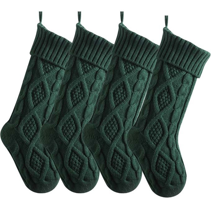 Chaussettes De Noël En Laine Tricotée Avec Étiquettes Nominatives - Lot De 4