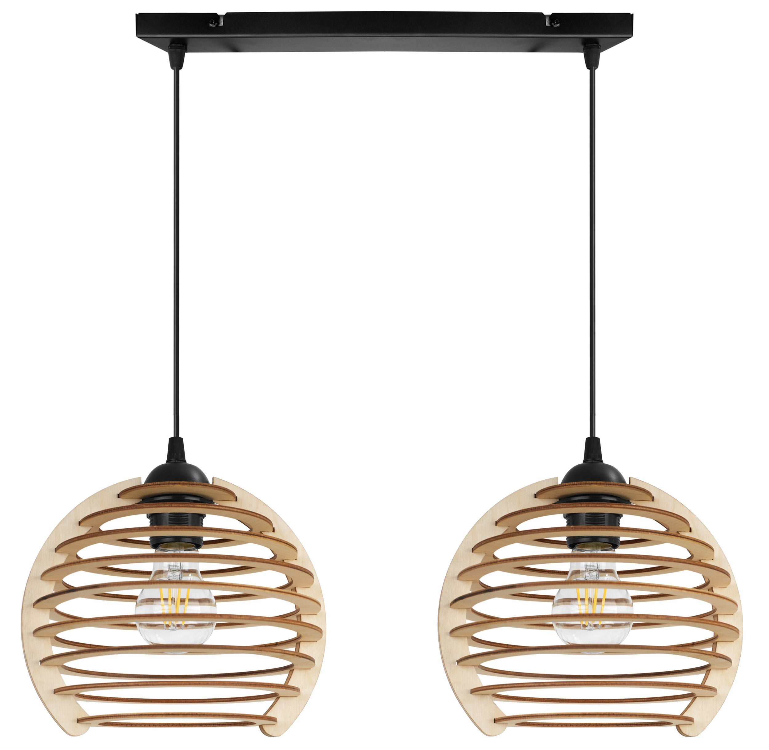 Lampa sufitowa wisząca Timber glam 2xE27 abażur kula drewniana Light Home LH