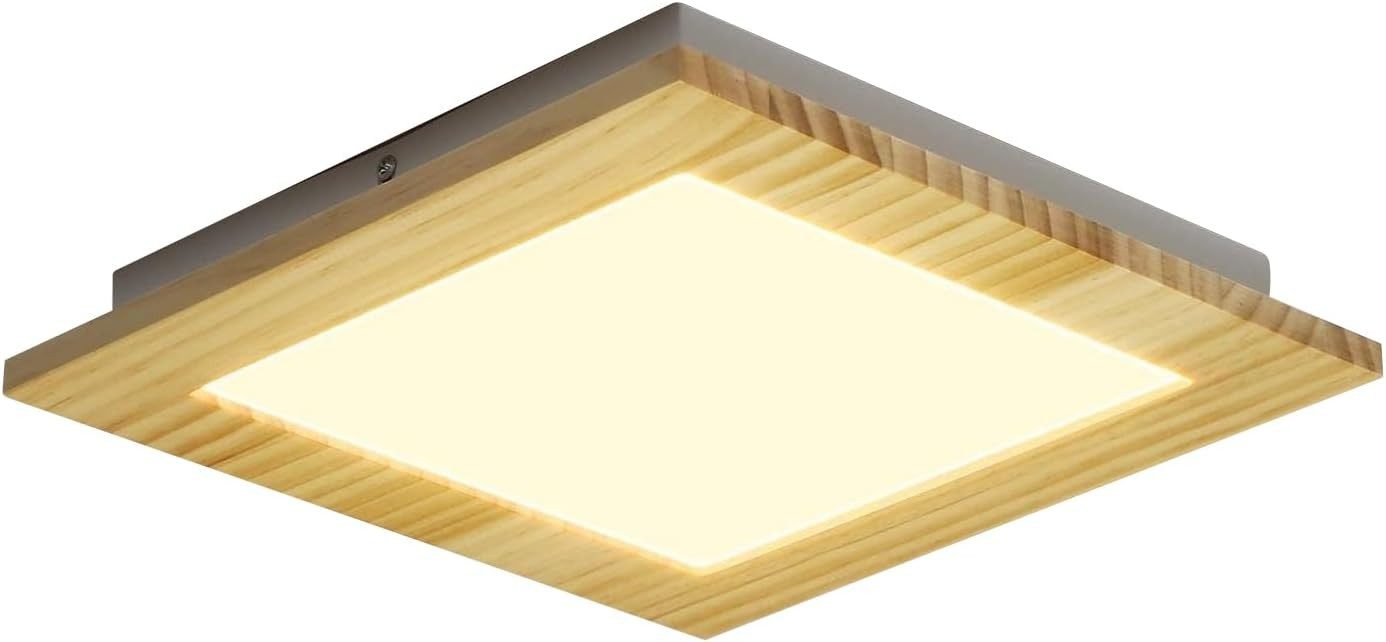 NETTLIFE Plafonnier LED Salon Bois Plat Chambre Panneau Couloir Intérieur 3000 K Blanc Chaud 30 cm 17 W pour Cuisine Salle à manger Escaliers Balcon - 6