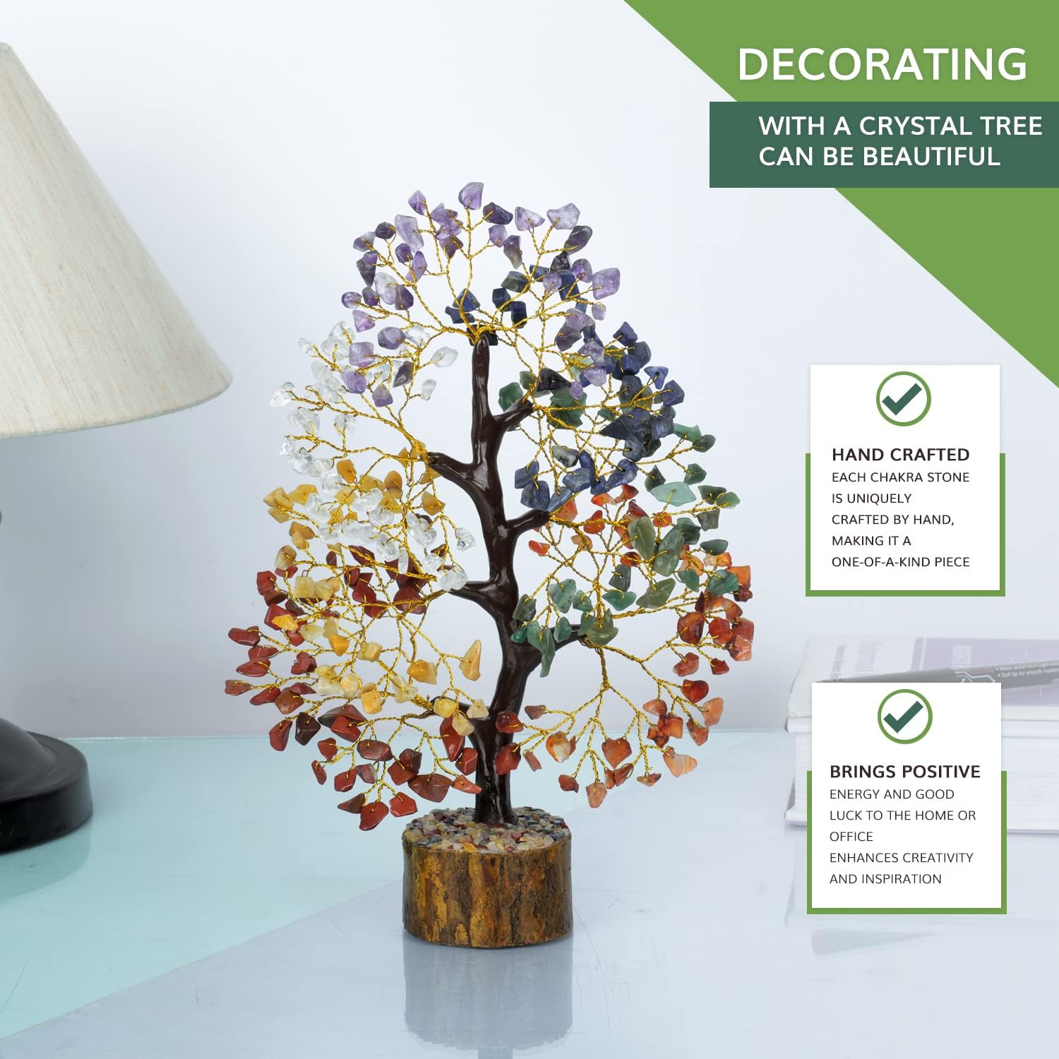 Albero della vita dei 7 chakra - Cristalli e pietre preziose - Decorazioni spirituali - Albero dei soldi - Regali portafortuna - Decorazioni per la ca - 4