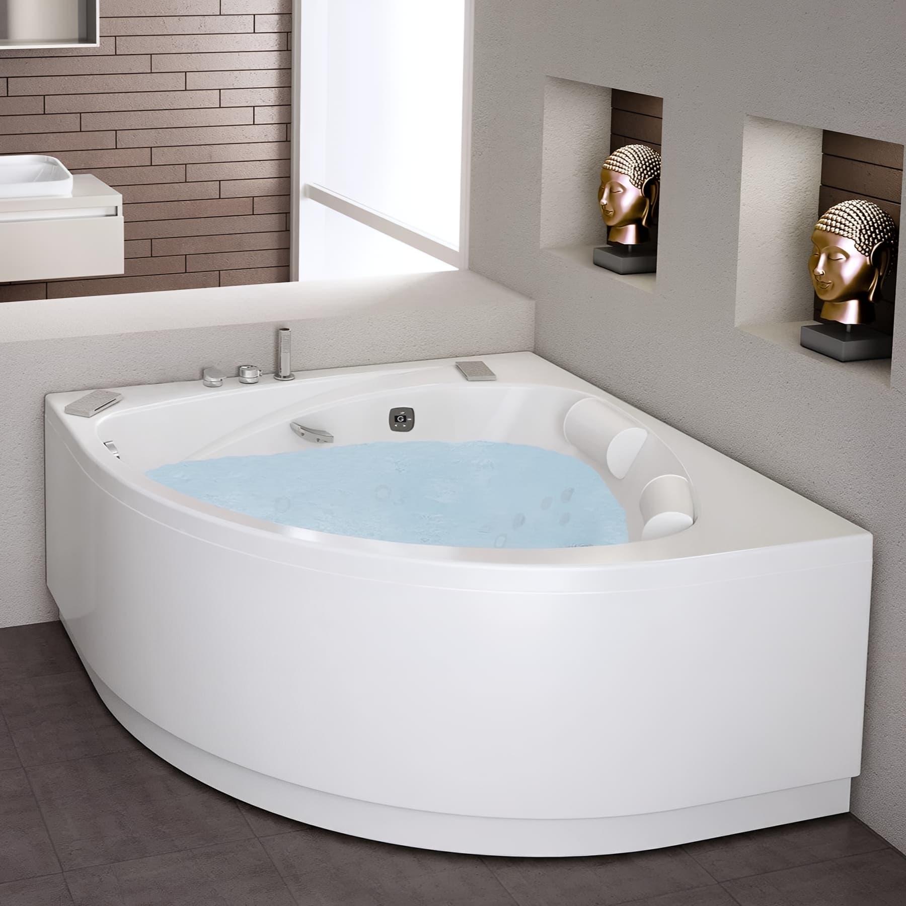 Baignoire Neo 140x140 avec tablier, vidage et set de pieds