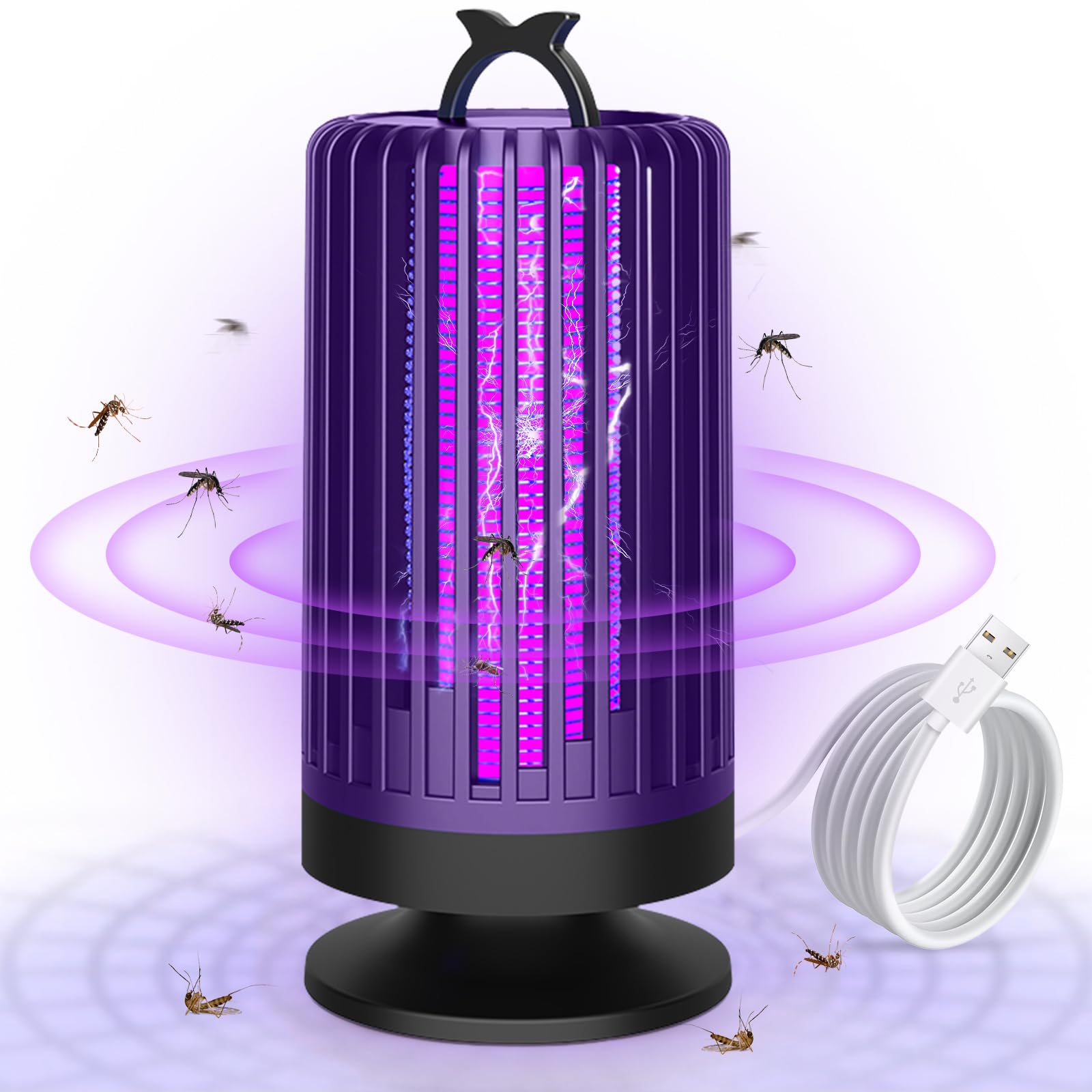 Elektryczna pułapka, cicha lampa owadobójcza z fioletowym światłem do wnętrz, fioletowa, 106 x 235 mm