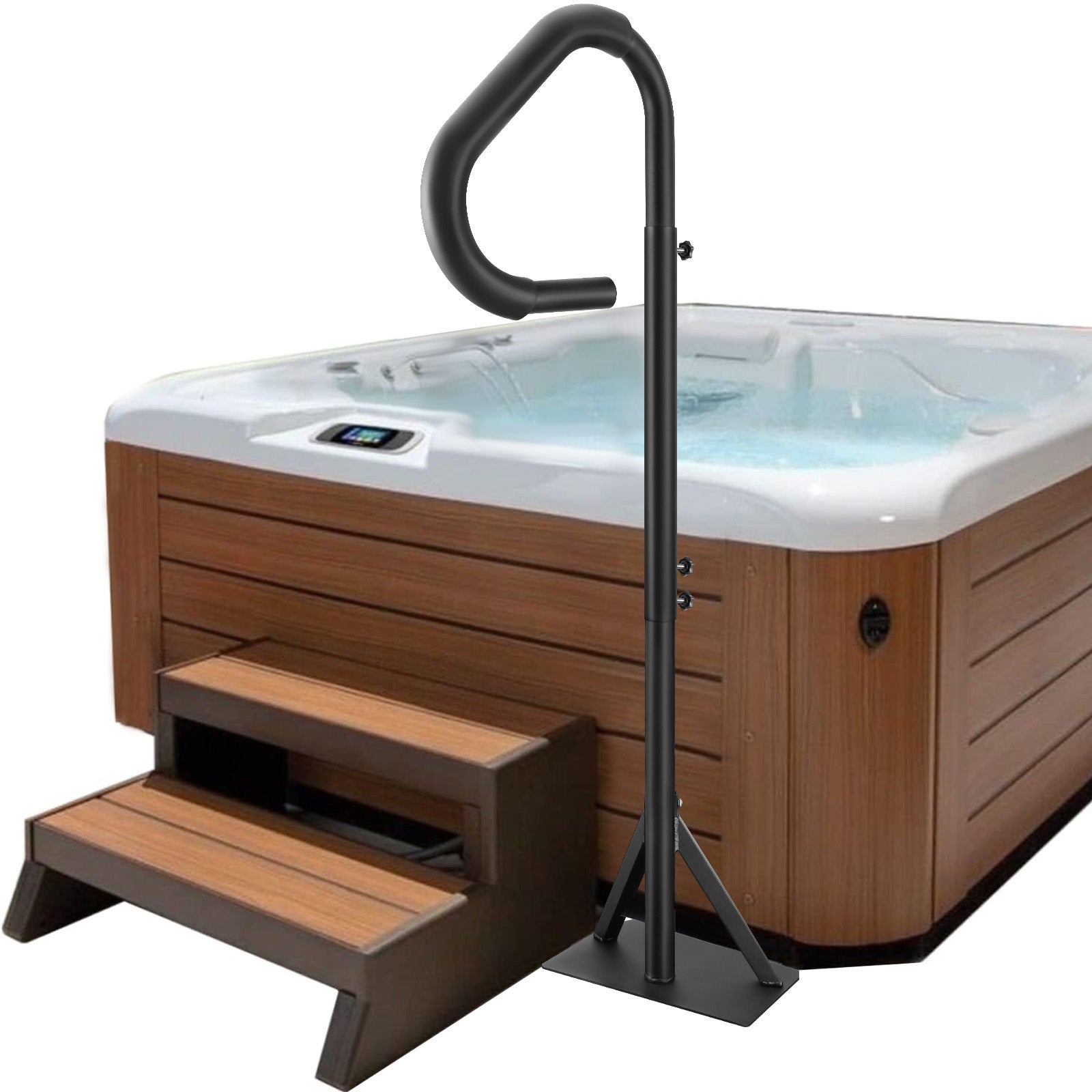 Poręcz do jacuzzi Udźwig 272 kg Poręcz Spa wykonana ze stopu aluminium Poręcz basenowa z regulacją wysokości od 122,92 do 160 cm Poręcz Pomoc pr VEVOR