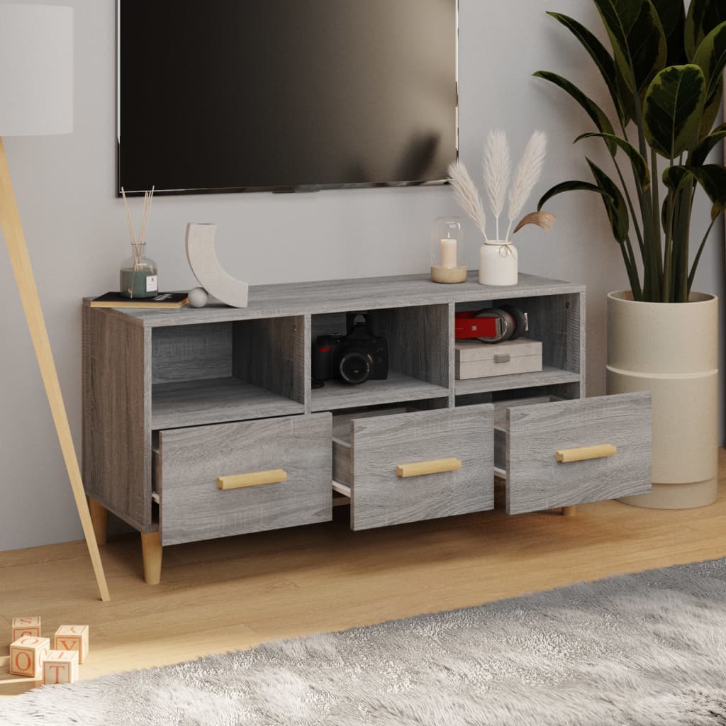 vidaXL Meuble TV Sonoma gris 102x36x50 cm Bois d'ingénierie - 3