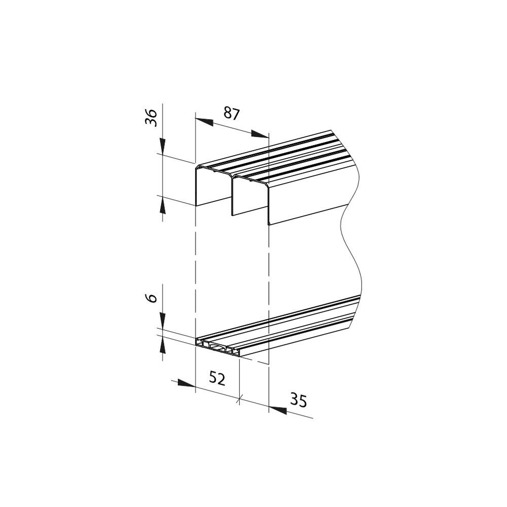 Kit SLID'UP 280 aluminium anodisé argent pour 2 portes de placard coulissantes 18 mm - rail 2 m - 50 kg - 7