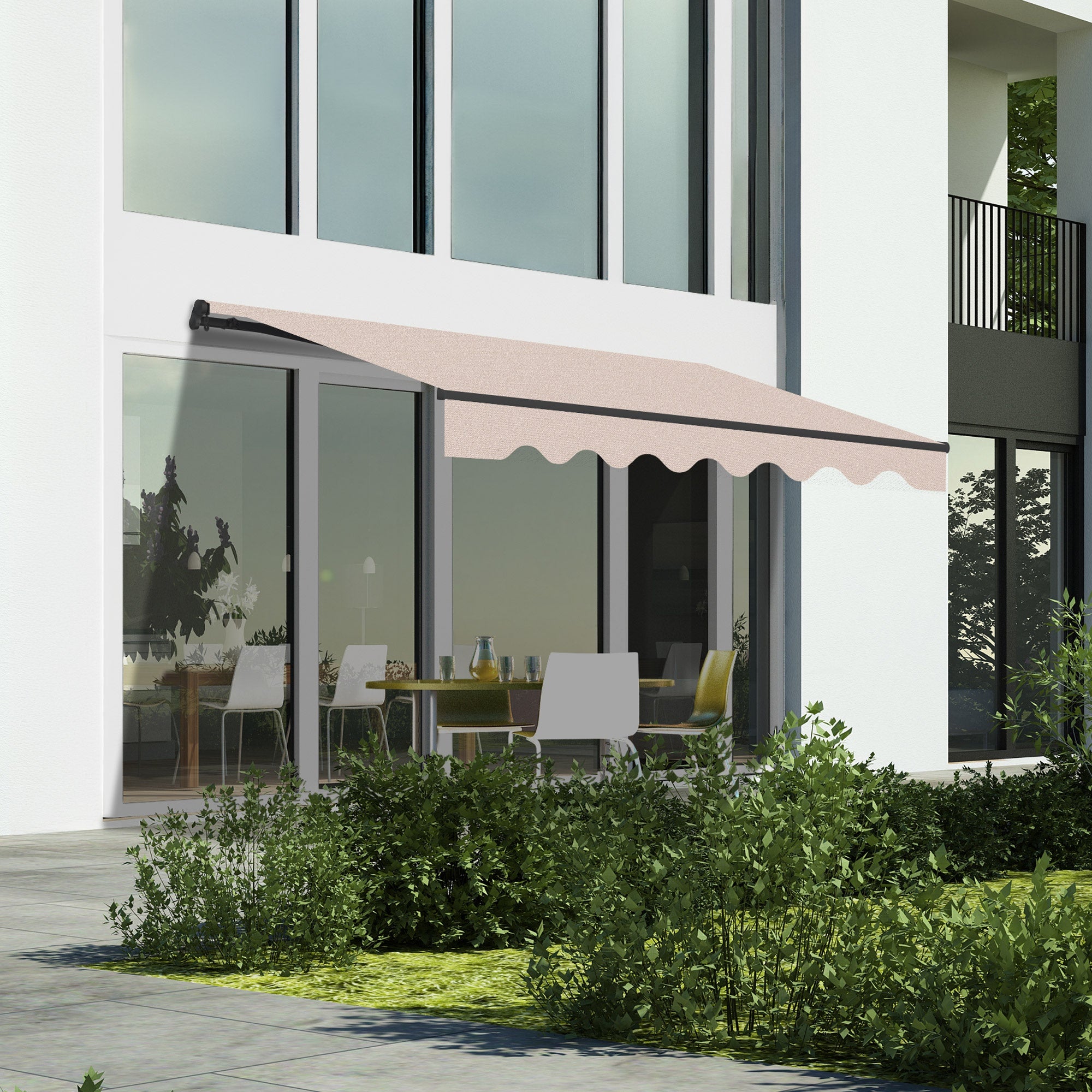 Store banne manuel 3x2,5m Sable Polyester – Structure Aluminium Anthracite Inclinaison Réglable - 2