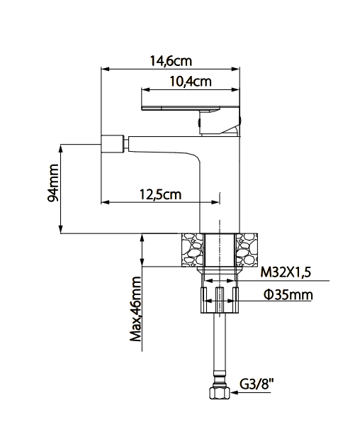 Monomando Bidé Baikal Cromo acabado cromo, con aireador Neoperl, cartucho cerámico, material inoxidable AISI 304, grifería de baño moderna - 2