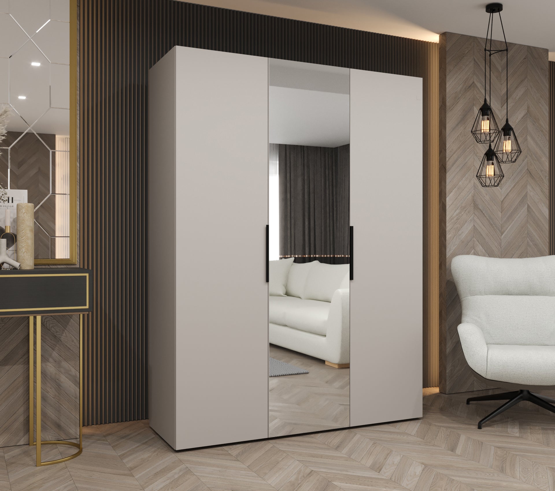 Szafa uchylna otwierana Marbella 2 150 x 52 x 202 cm kaszmir + u. czarny Abiks Meble - 2