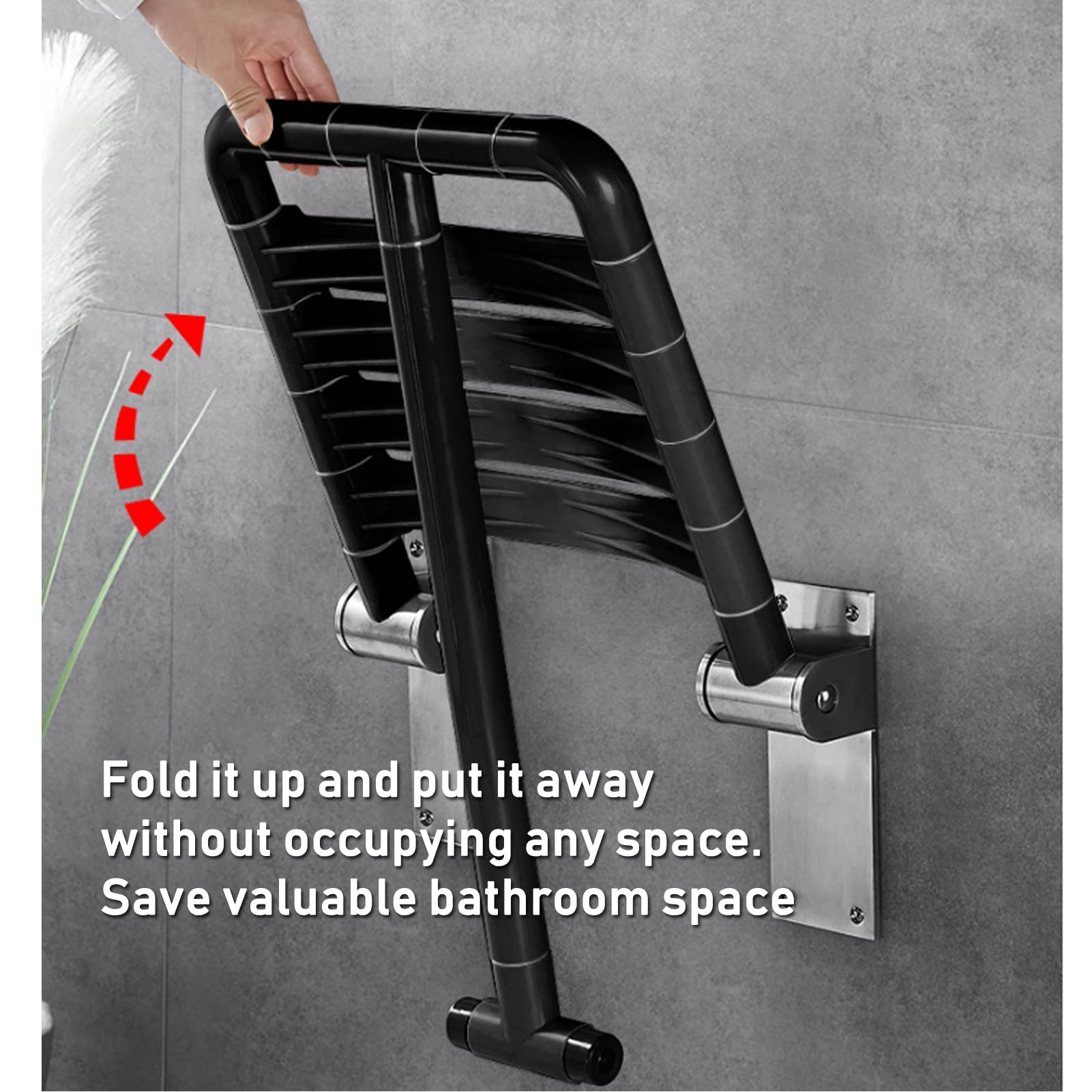Chaises de Toilette Siège Pliant Siège de Douche Rabattable Mural avec Surface antidérapante et Tabouret - pour Salles de Bains, Couloirs, Balcons - 4