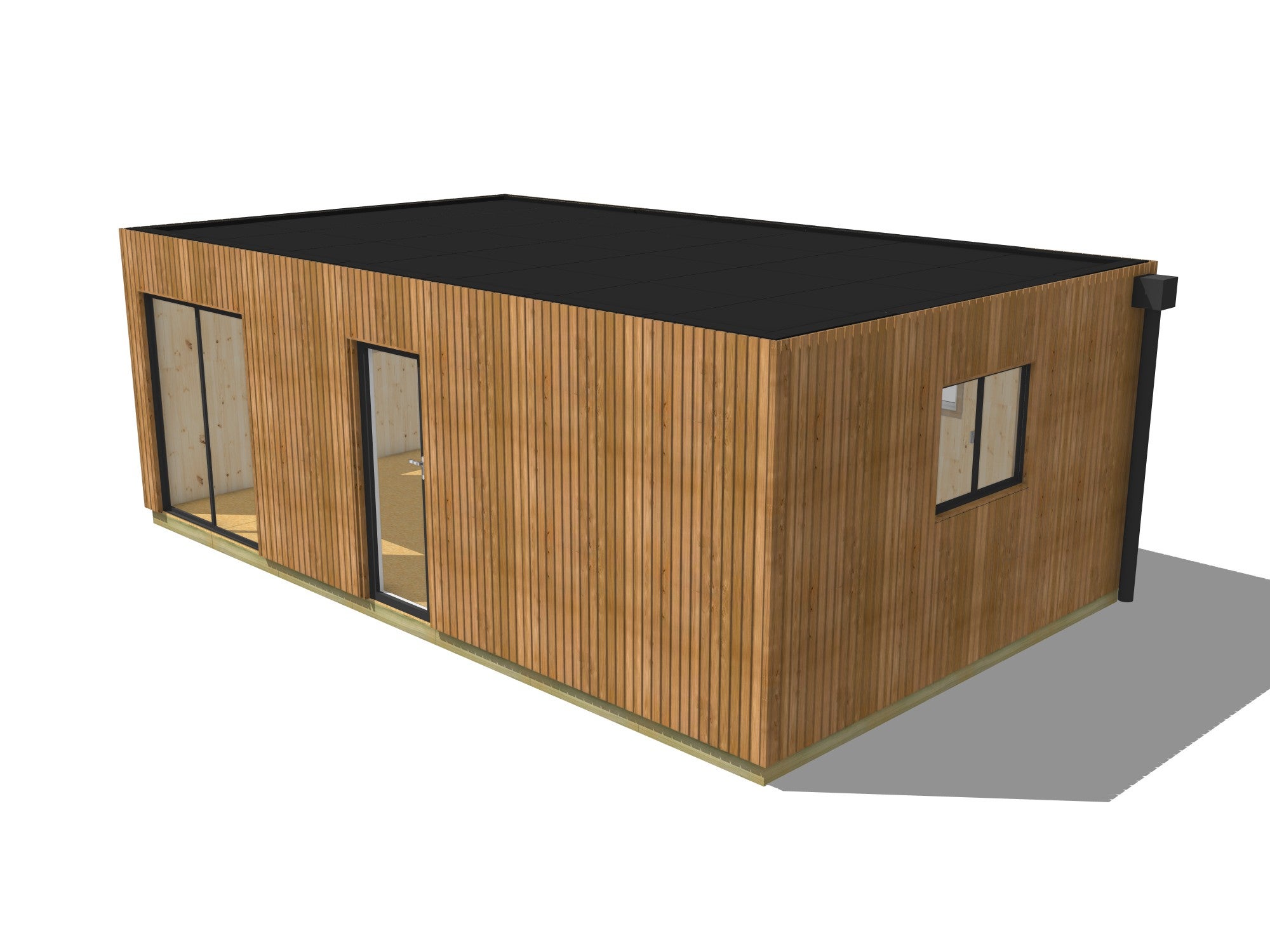 Studio de jardin hébergement en bois 7,7 x 4,6 x 2,7 m avec plancher isolé - 2