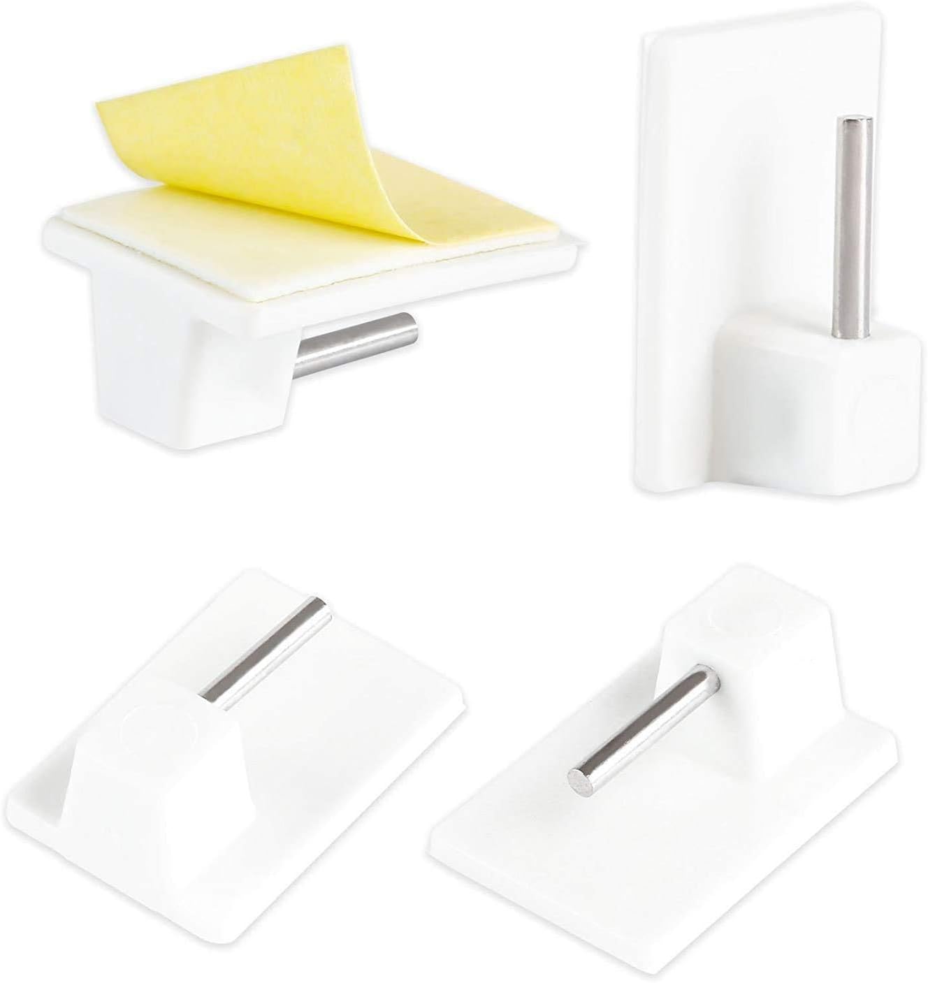 Set de 20 cârlige adezive pentru bara de perdea, 2,8 x 1,9 x 1,1 cm, albe 20buc