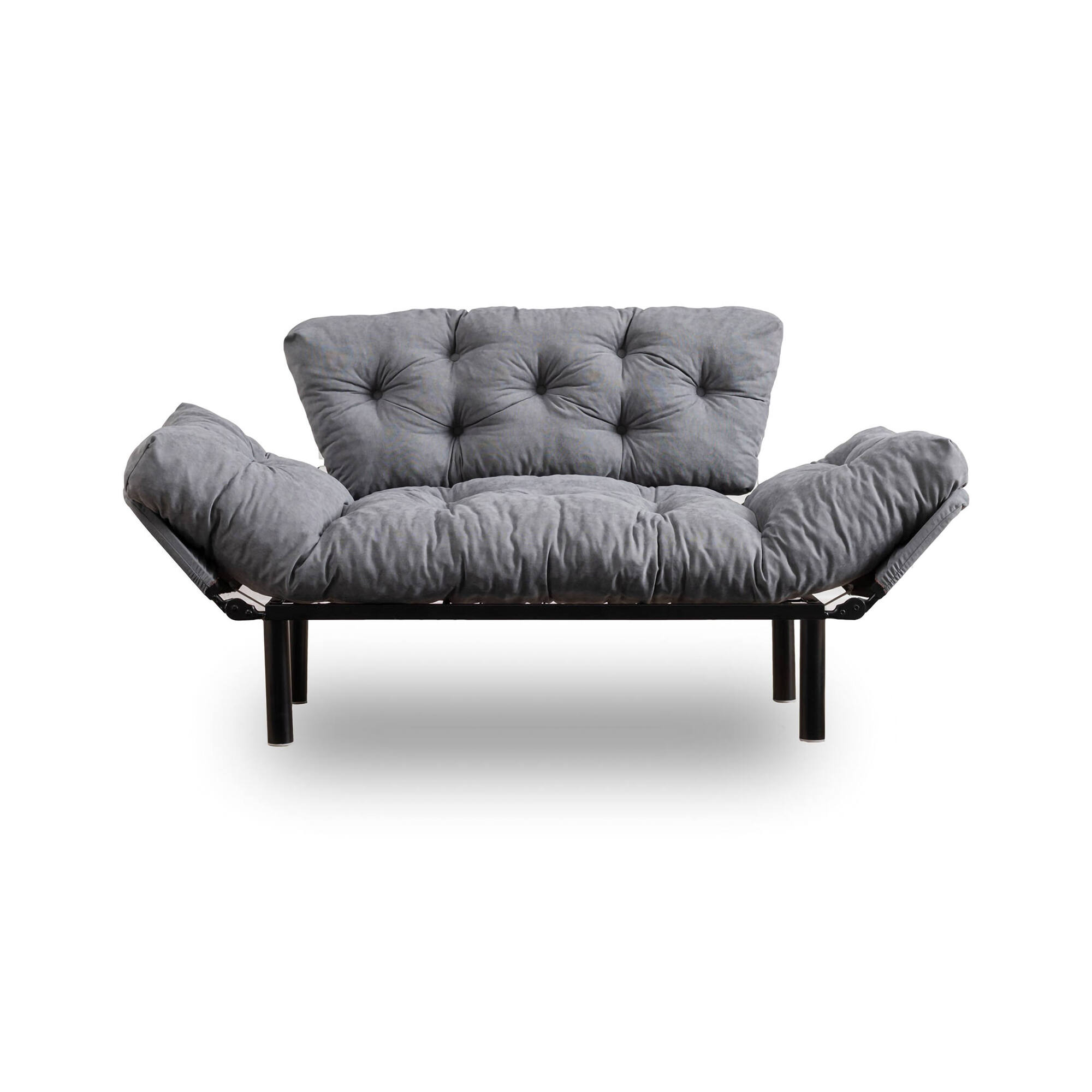 Divano 2 Posti Grigio Scuro - 135x65x76 Cm | Tessuto Morbido, Struttura In Legno Di Pino