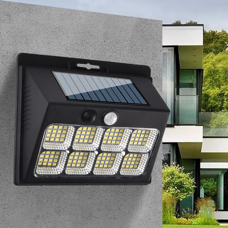 Zewnętrzne lampy solarne z czujnikiem ruchu, solarne lampy ścienne bezpieczeństwa z 3 trybami, solarne lampy tarasowe do ogrodu, 120 COB