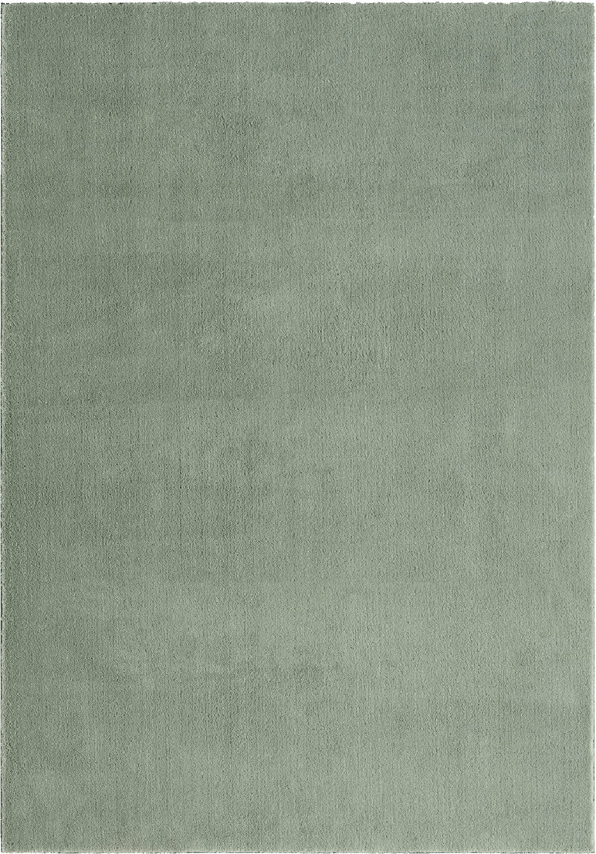 the carpet Relax tapis moelleux à poils courts, dessous antidérapant, lavable à 30 degrés, super soft, aspect fourrure, Vert, 060 x 110 cm - 4