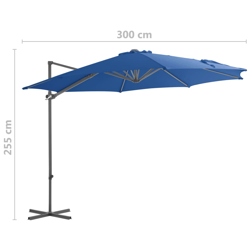 Parasol déporté avec mât en acier Bleu azuré 300cm - 9