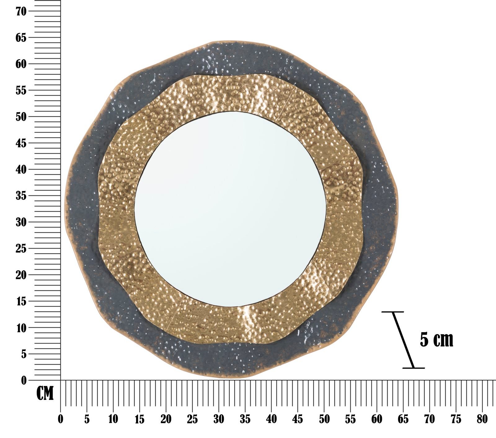Specchio da parete rotondo cerchi in metallo multicolore Ø cm 65,5x5 - 6