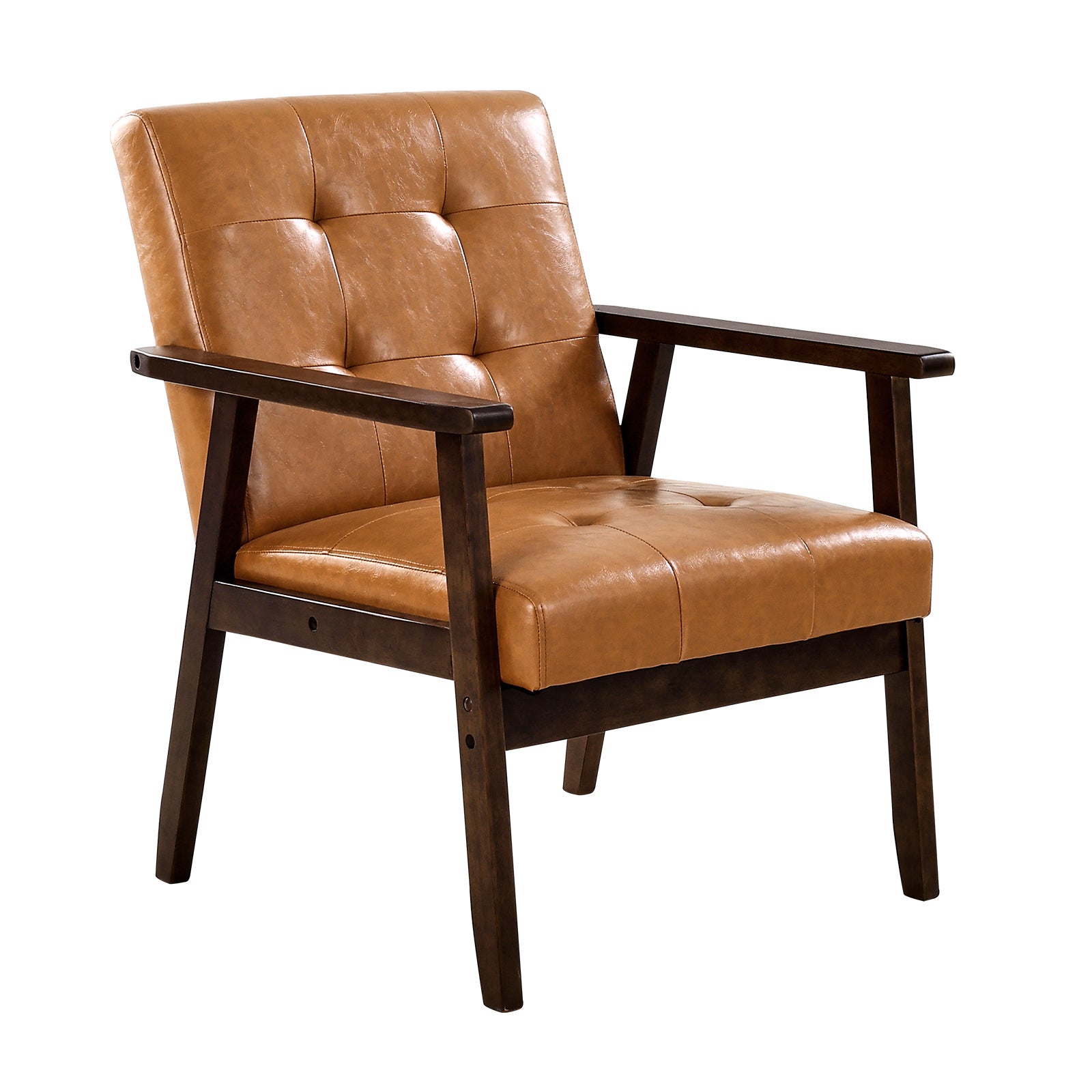 VEVOR Fotele akcentowe w stylu Mid-Century Modern wykonane ze skóry PU z ramą z litego drewna