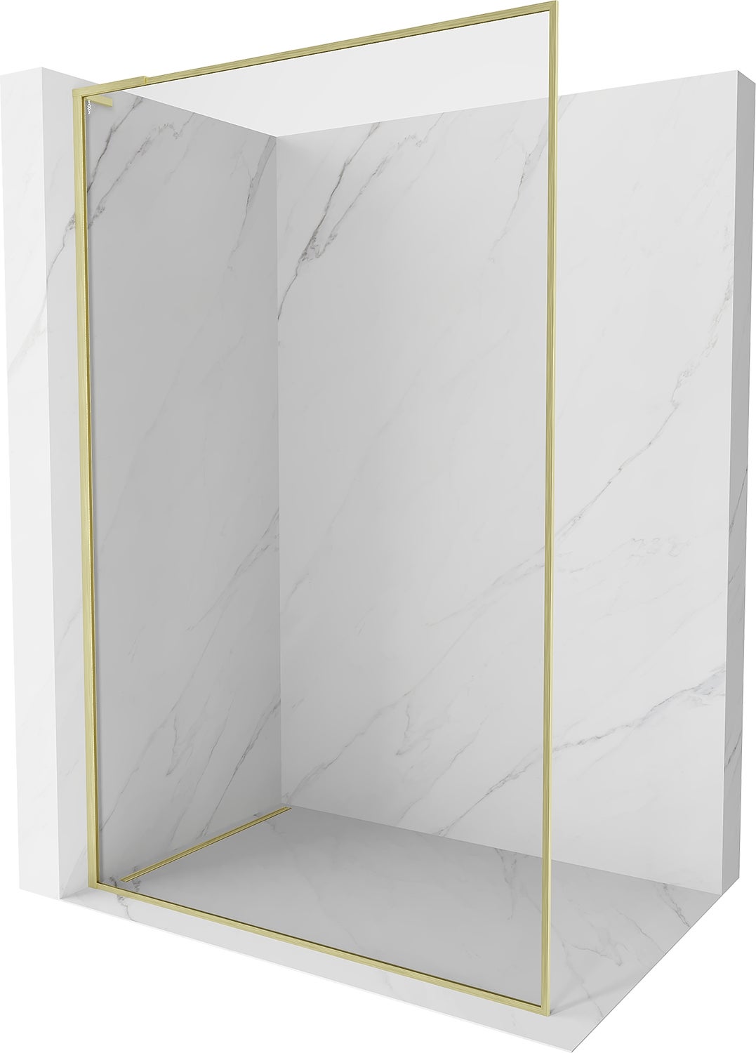 Mexen Kioto-F L ścianka prysznicowa Walk-in z ramką 115 x 202 cm, transparent 8 mm, złota szczotkowana - 800-115-174-55-00
