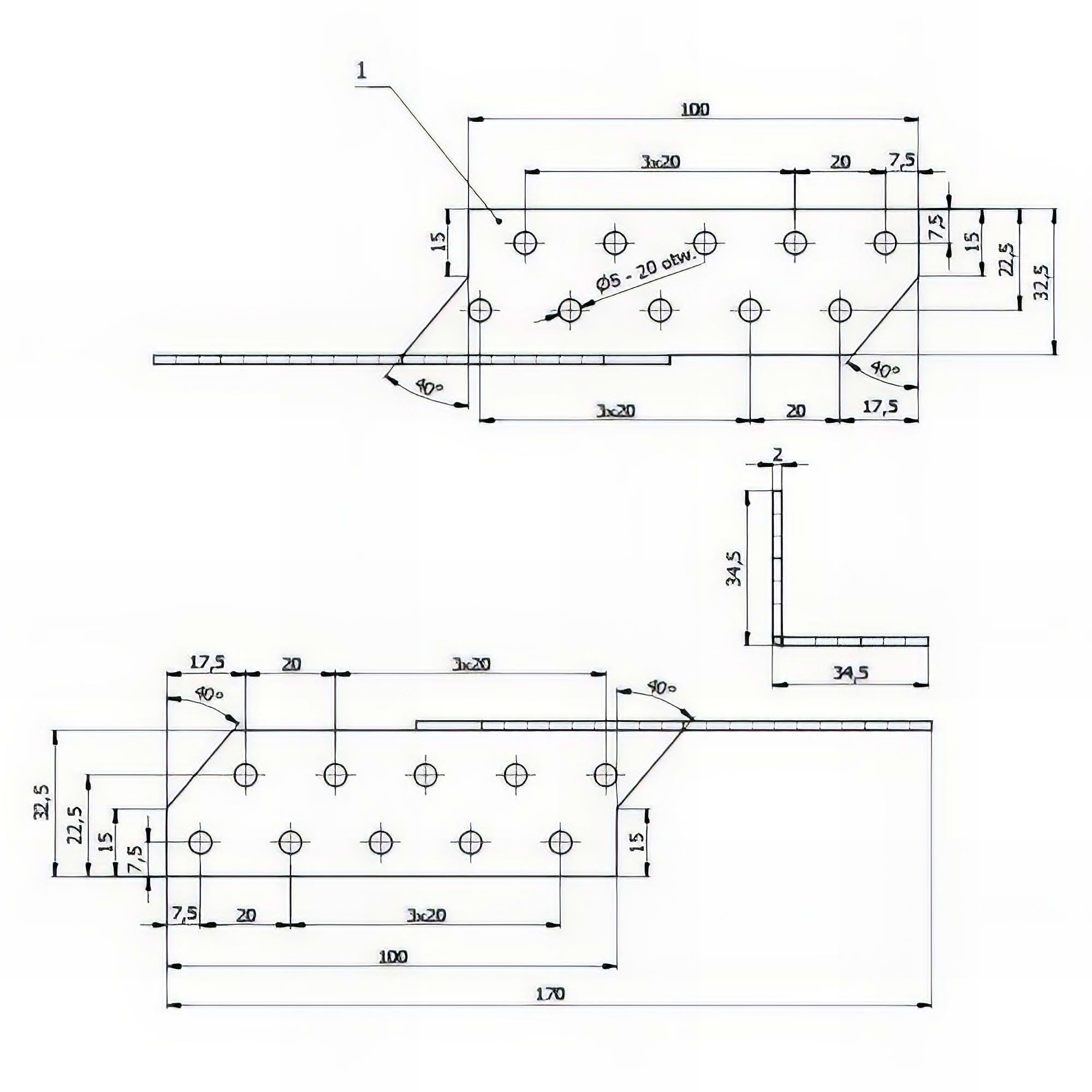 Patte de solivage galvanisé - Droite - 32 x 170 x 2,0 mm - Droite - 2