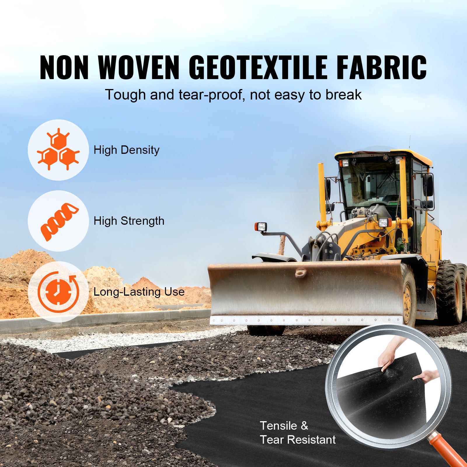 Tissu géotextile non tissé 15x20FT,SucceBuy barrière anti-mauvaises herbes robuste pour l'aménagement paysager,couvre-sol et contrôle du drainage - 4
