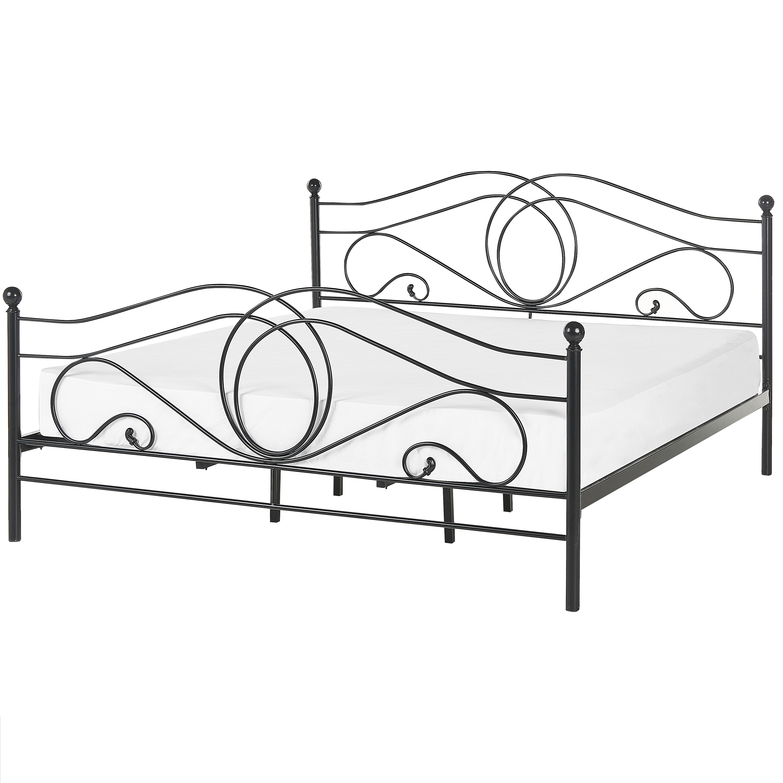 VECELO Telaio Letto Matrimoniale In Metallo 140x190 Cm Nero Con Testiera E Spazio Sottoletto 32 Cm - 2