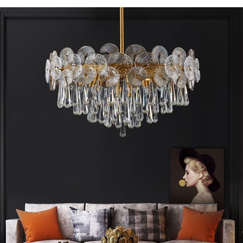 Lustre chandelier LED en Cristal pour Salon, Hôtel, Restaurant ...