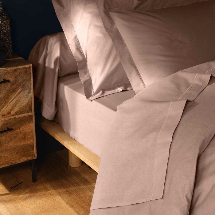 Taie d’oreiller 63 x 63 cm coton 57 fils Lina Rose – Volant plat avec point bourdon - 3