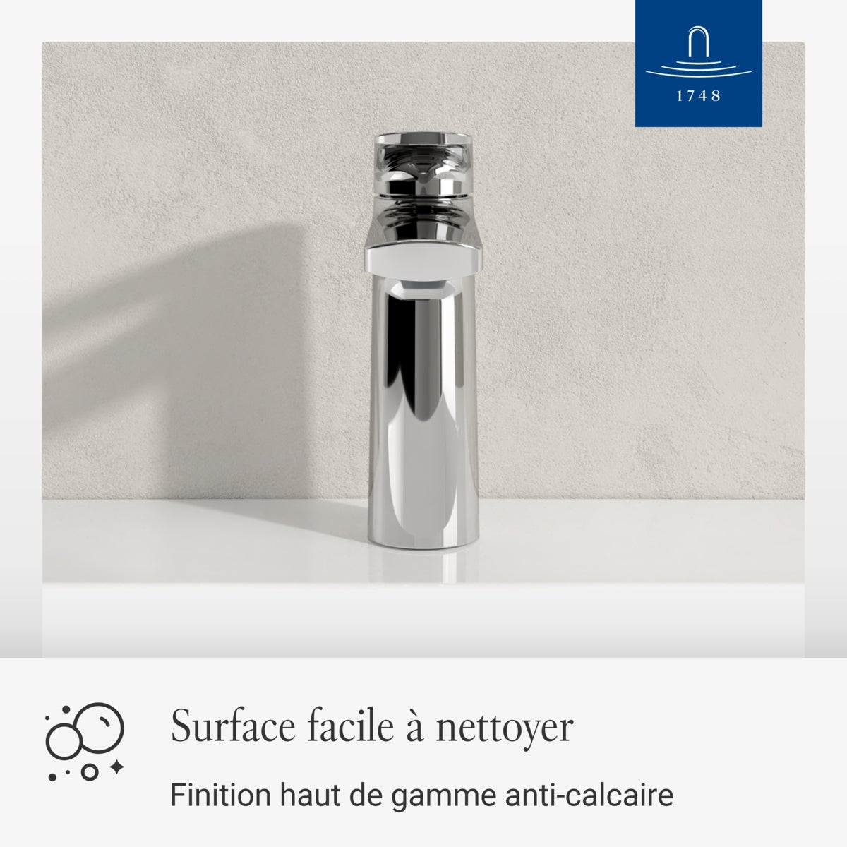 Villeroy & Boch - Robinet de Lavabo Oasis - Mitigeur Monocommande Rond. Sans Bonde. Cartouche Céramique. Hauteur de Bec 114 mm. Finition Chrome - 4