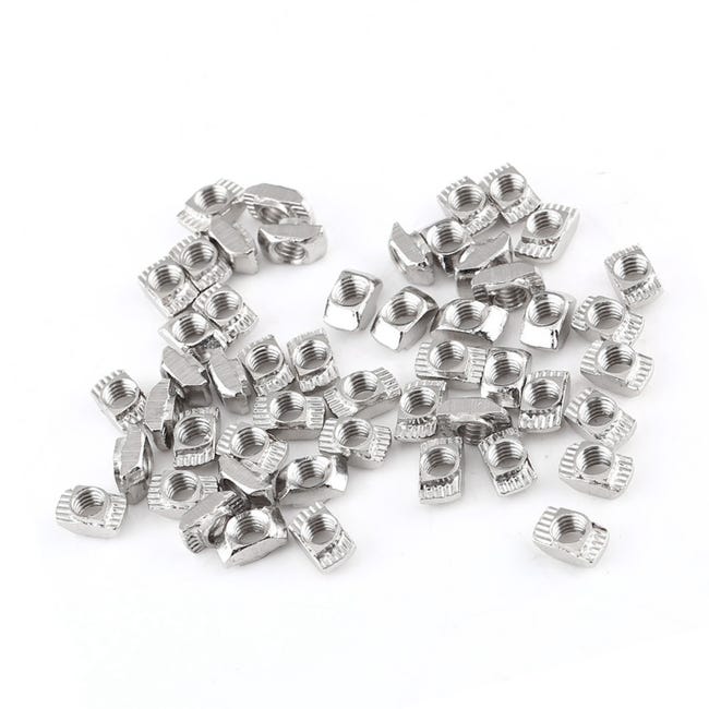 50 Unids/lote Tuerca De Cabeza De Martillo, Tuerca De Ranura En T Deslizante De Acero Al Carbono Recubierta De Níquel Para Accesorios De Perfil De Aluminio(EU20-M4