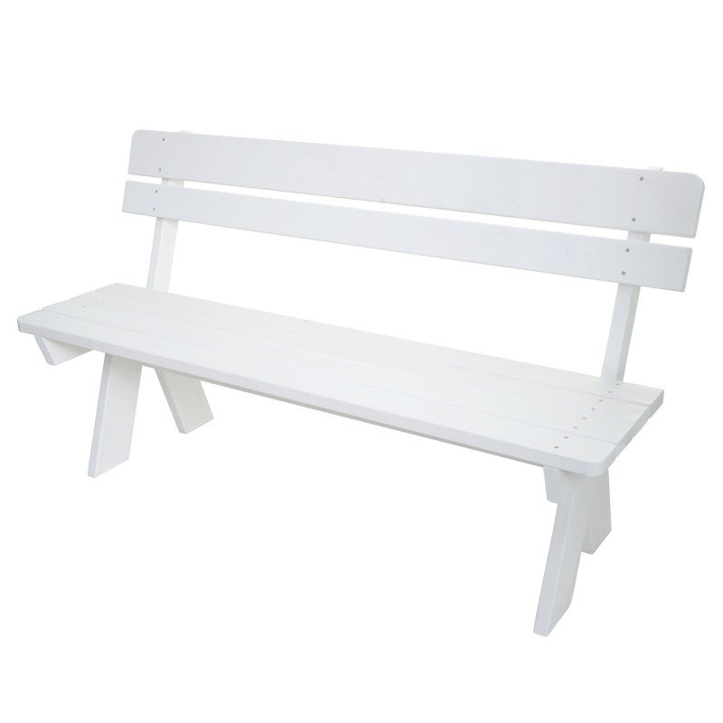 Ławka ogrodowa HWC-L66, ławka drewniana, ławka parkowa, jakość gastronomiczna, lite drewno MVG 148 cm ~ biała