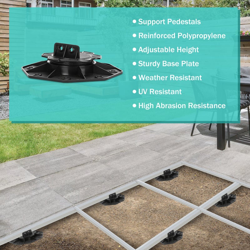 50x Plot réglable Plot terrasse dalle réglable - Taille:18-30 mm - pour terrasse support pied lambourde bois - Carton de 50 plots - 3
