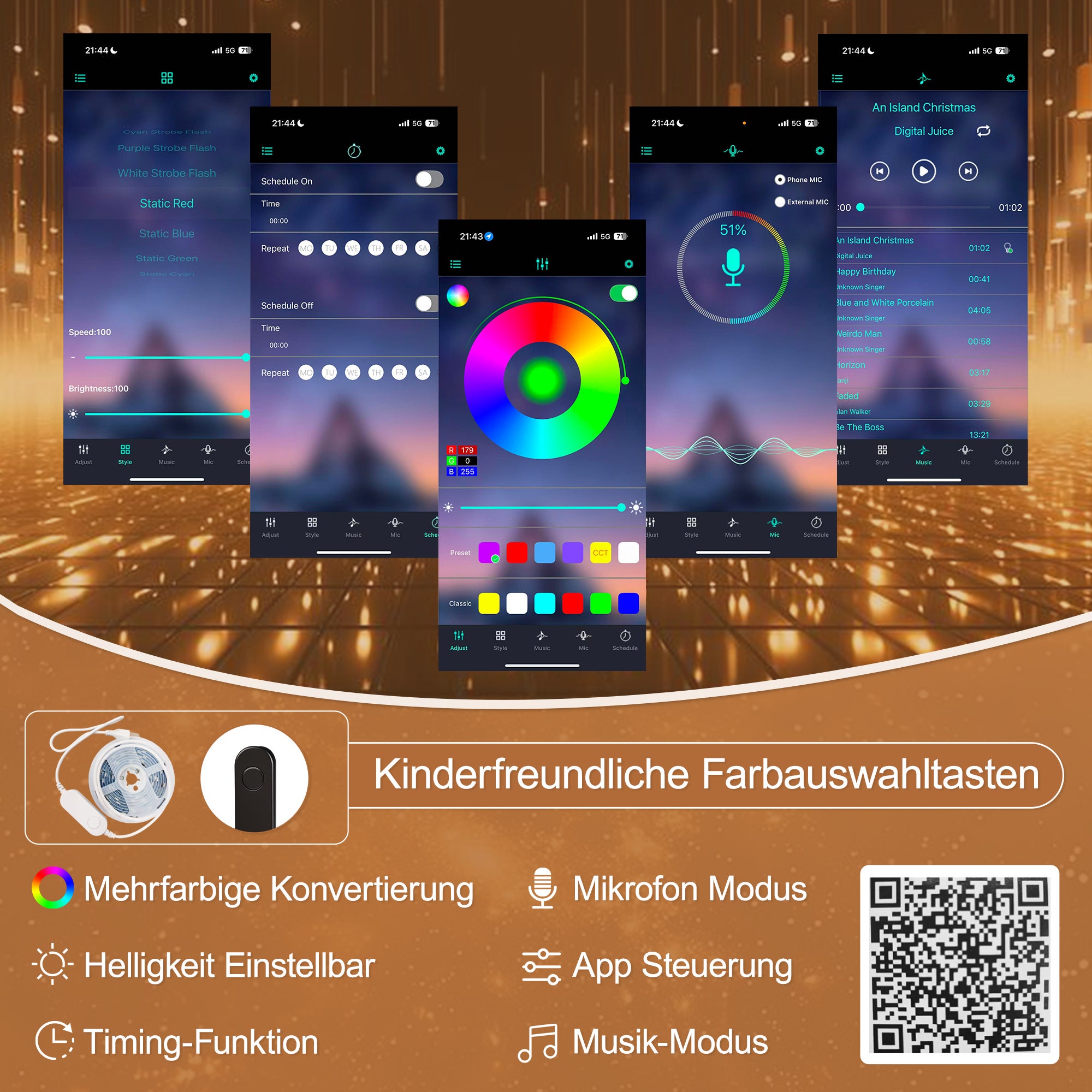 Lit superposé château 140x200 cm avec LED, lit mezzanine bois avec escalier de rangement, espace bureau modulable et voilage, Blanc - 5