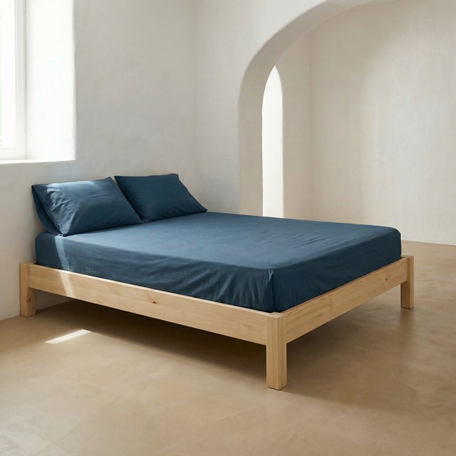 Drap-housse 80x200x30 cm 100% coton respirant réglable coloris Azul