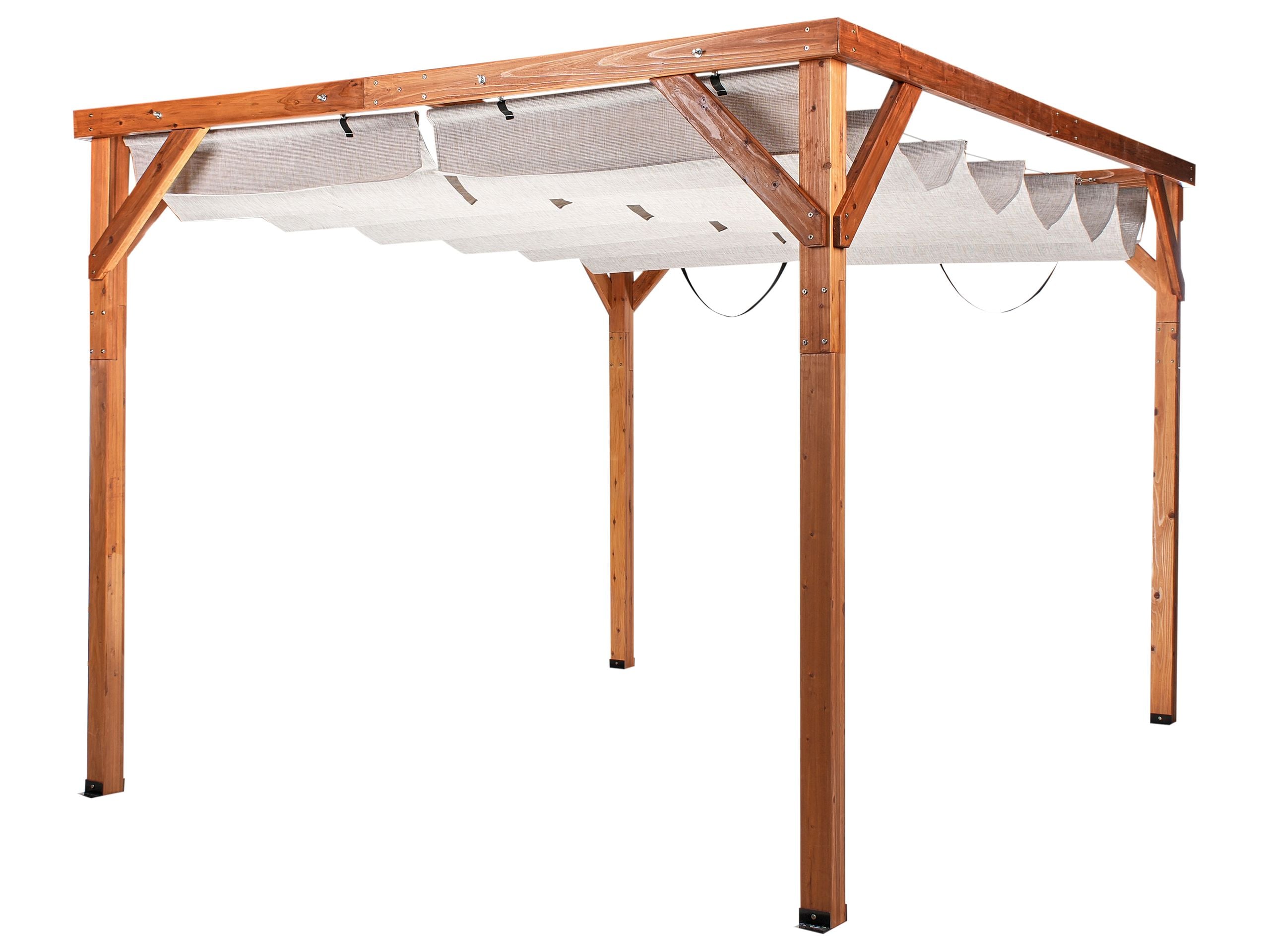 Beliani Cenador VILLAROSA Madera de abeto 320 cm 380 cm Marrón/Beige - 5