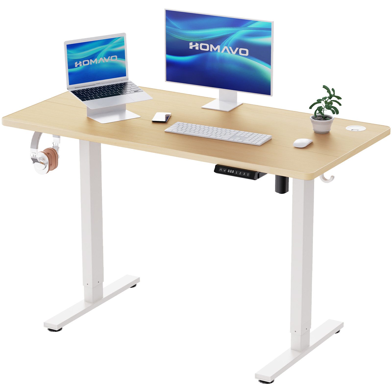 Bureau Assis-Debout Électrique, Dimensions 120x60 cm, Avec Fonction Mémoire Et Anti-Collision, Ports Usb-A Et Type-C, Hauteur Réglable De 70 À 119 cm - 9
