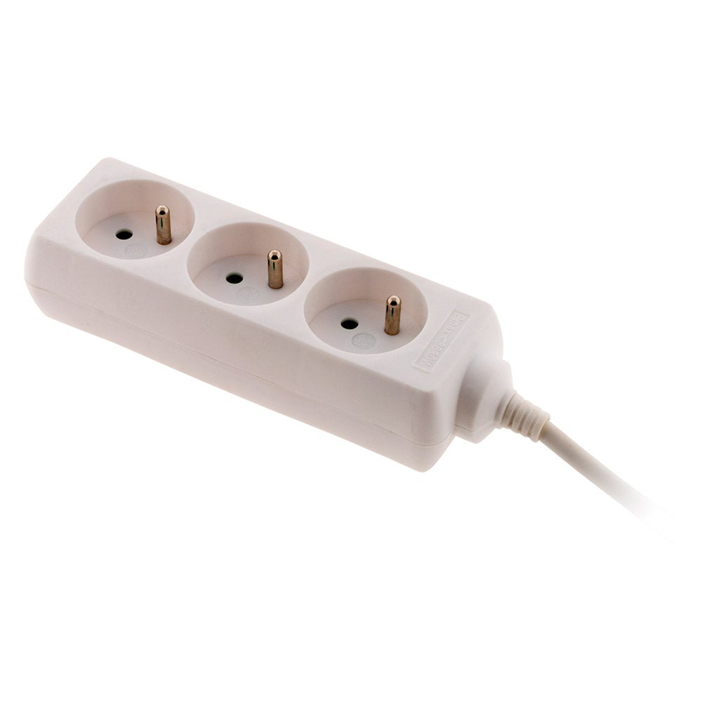 Bloc 3 prises avec fiche extra plate - Blanc - 1m - Zenitech - 4