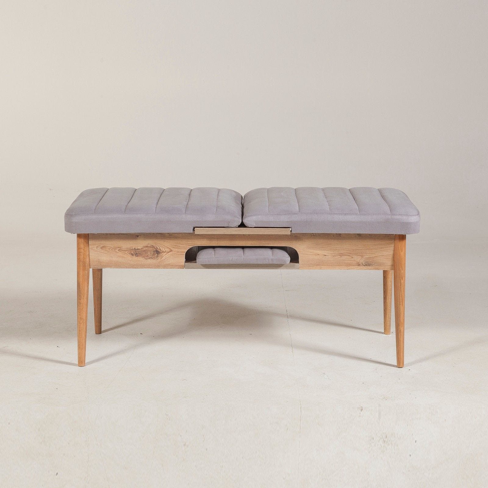 Banc capitonné Scamnum Bois Bois et Taupe | Leroy Merlin