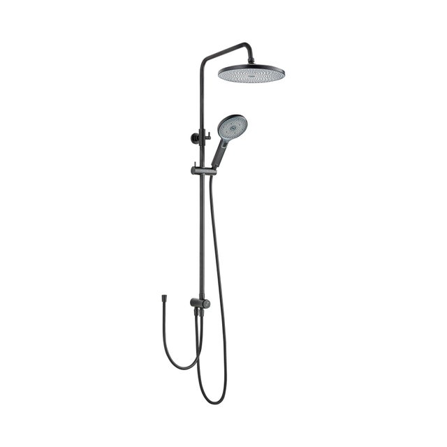 Schulte colonne de douche, robinetterie avec douche de tête effet pluie, douchette 3 jets, noir mat, BIELLA