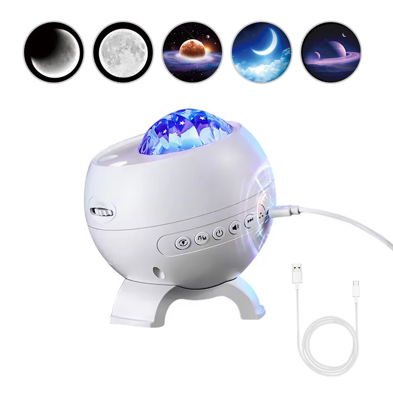 Proyector de luz ambiental para dormitorio, proyector de auroras, altavoz bluetooth, proyector de techo con control remoto (uso enchufable)