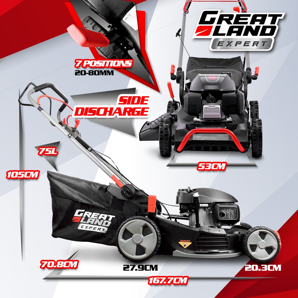 Tondeuse thermique tractée 202CC avec moteur Honda, mulching, éjection latérale et vitesse variable. - 4