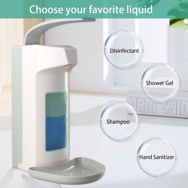 Dispenser di sapone da parete da 500 ml, dispenser di sapone liquido da cucina con pressa angolata, vassoio e finestra trasparente | Leroy Merlin Dispenser di sapone da parete da 500 ml, dispenser di sapone liquido da cucina con pressa angolata, vassoio e finestra trasparente | Leroy Merlin