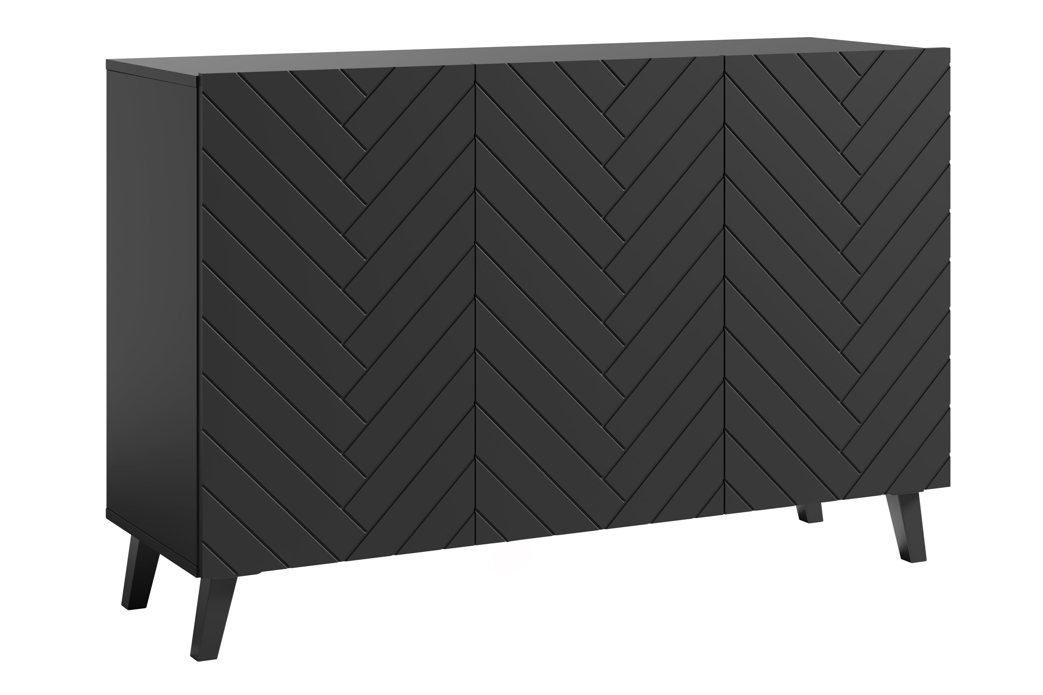 Niska komoda LOKET 120 cm czarny grafit/czarny MDF wzór M3