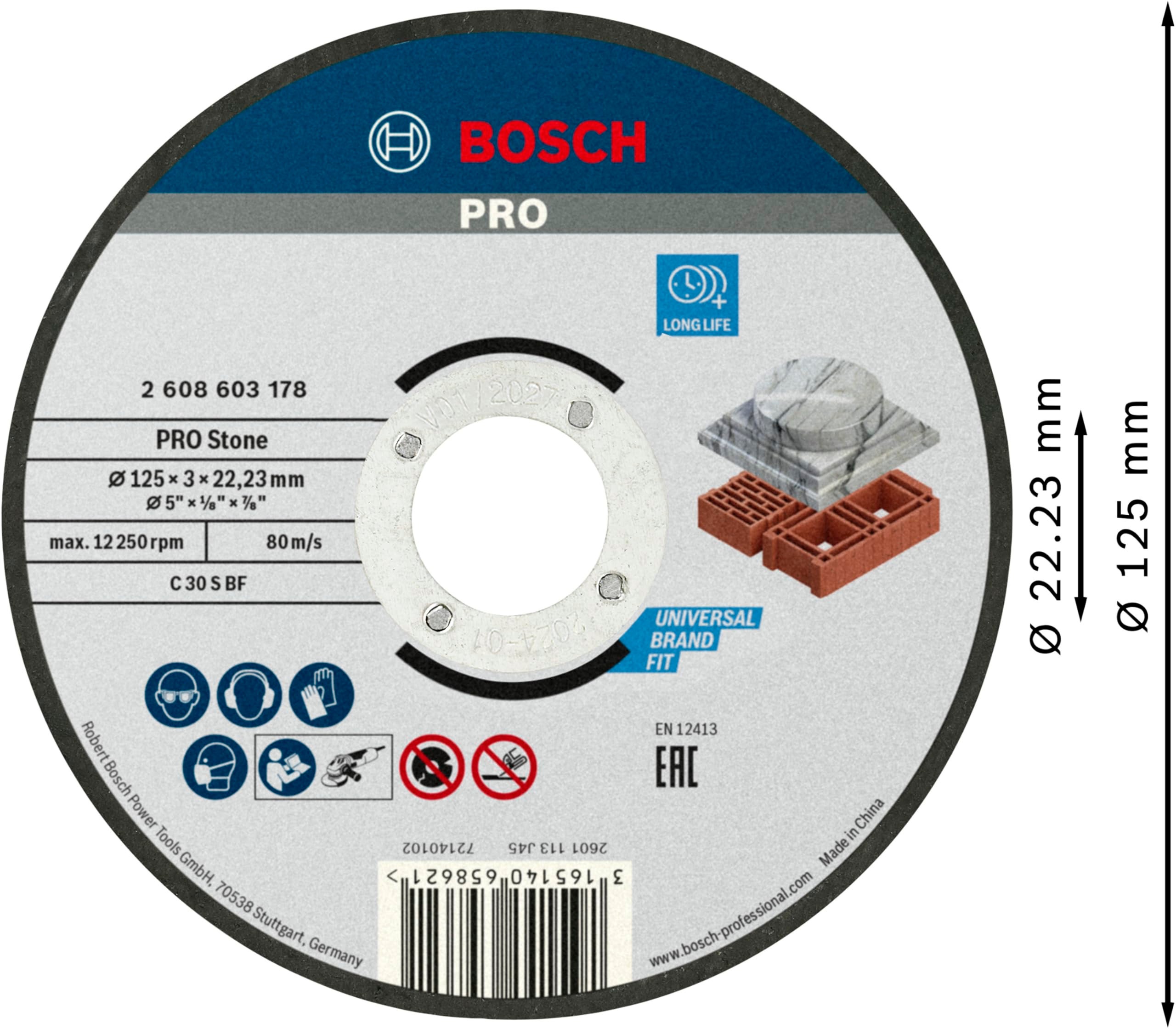 Tarcza tnąca Bosch PRO Stone 125 x 3 x 22,23 mm - 2608603178 - 2